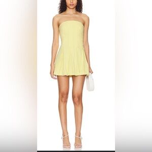 NWT Free People Strapless Mini Dress - Yellow Tansy Size Small